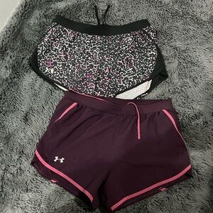 Under Armour Women's Black and Purple Athletic Shorts